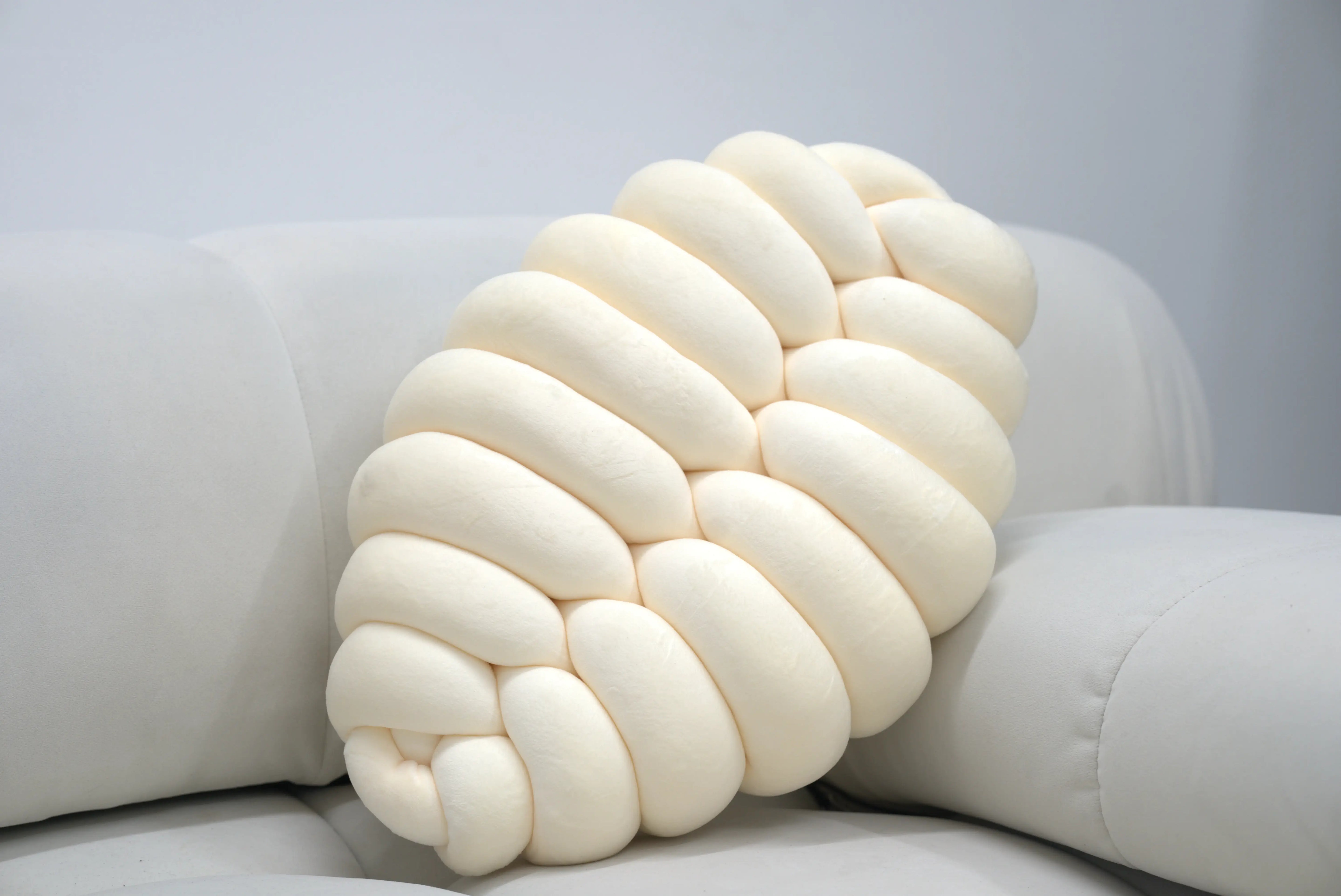 Knotte Woven Plush Knotted Caterpillar Cushion