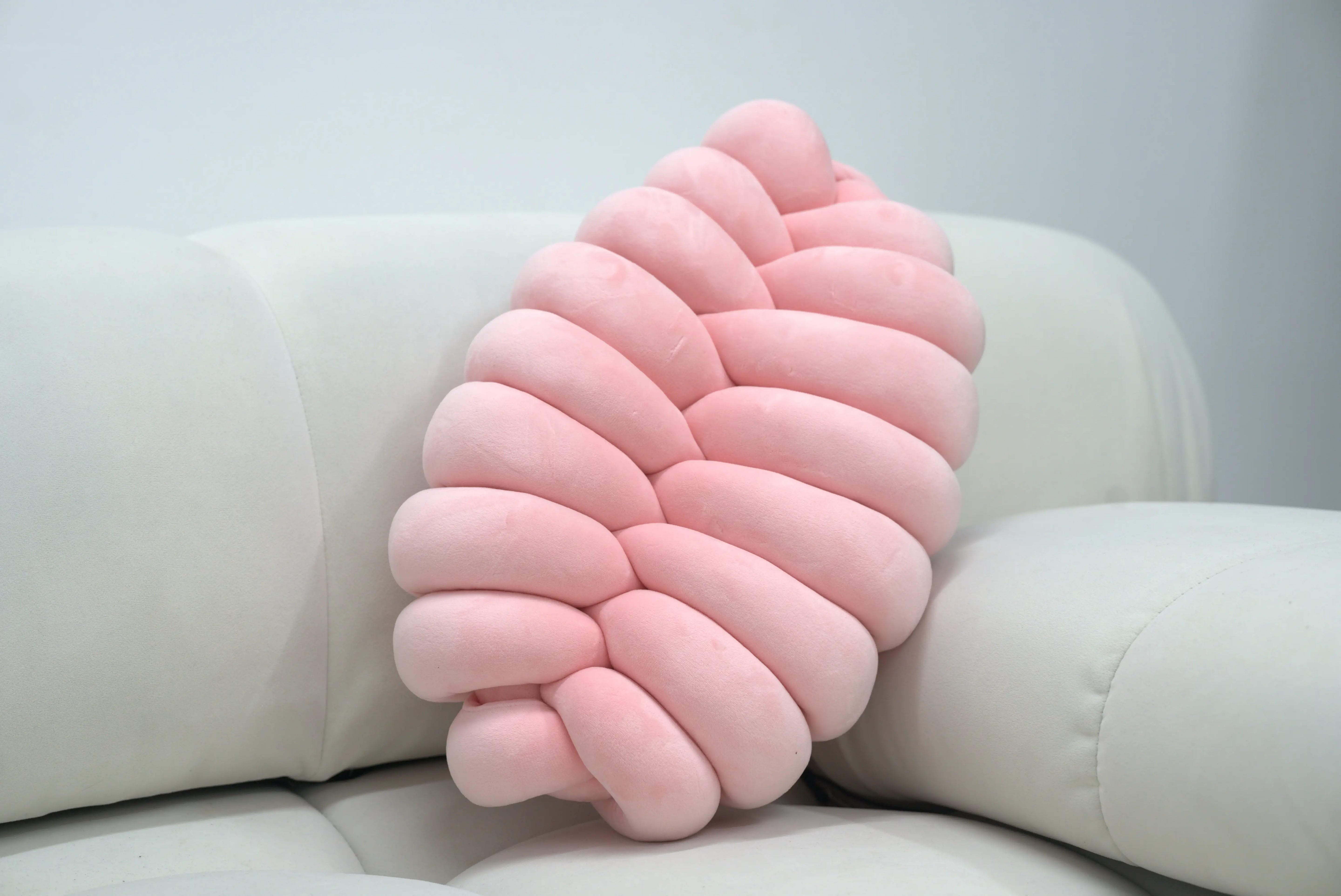 Knotte Woven Plush Knotted Caterpillar Cushion