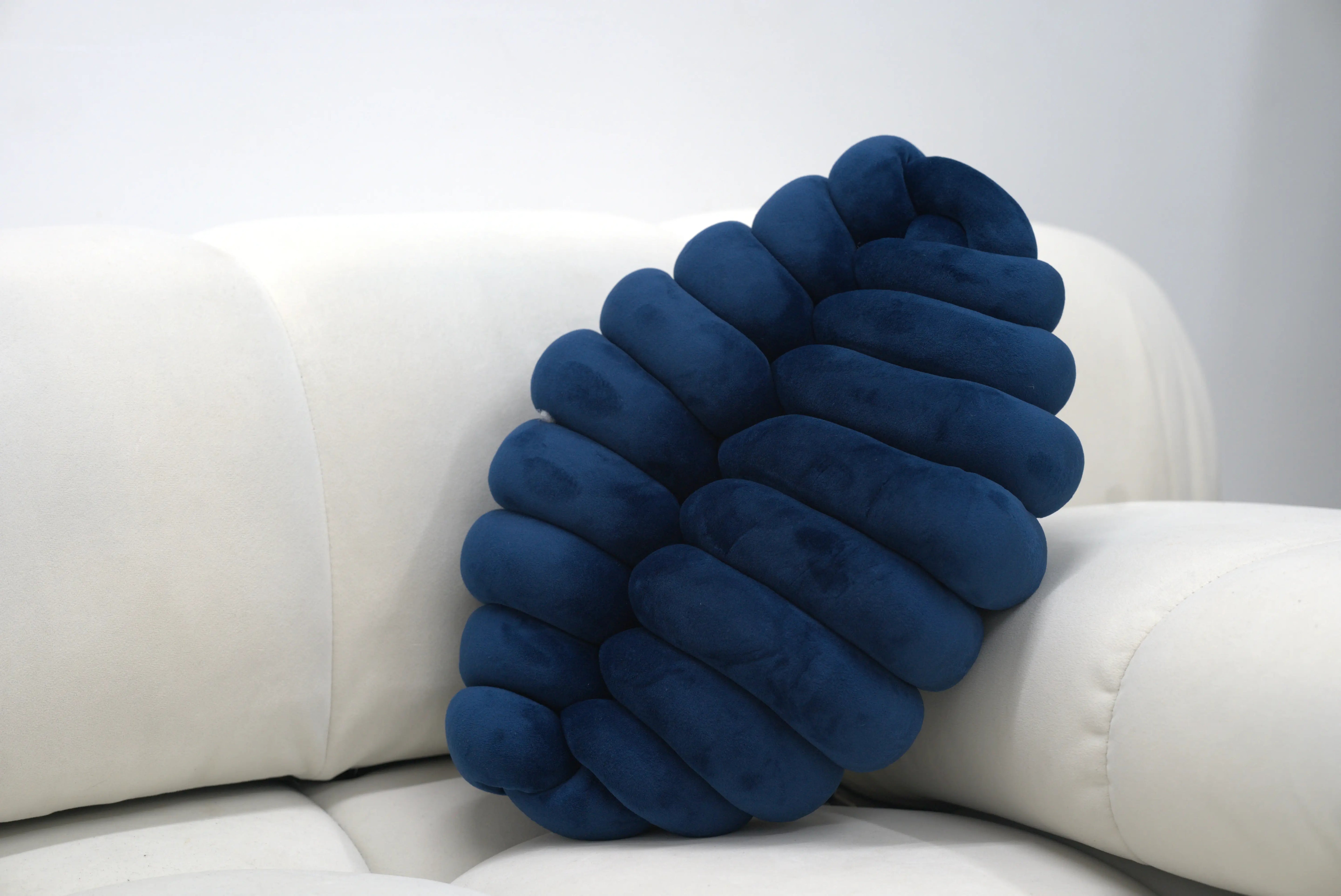 Knotte Woven Plush Knotted Caterpillar Cushion