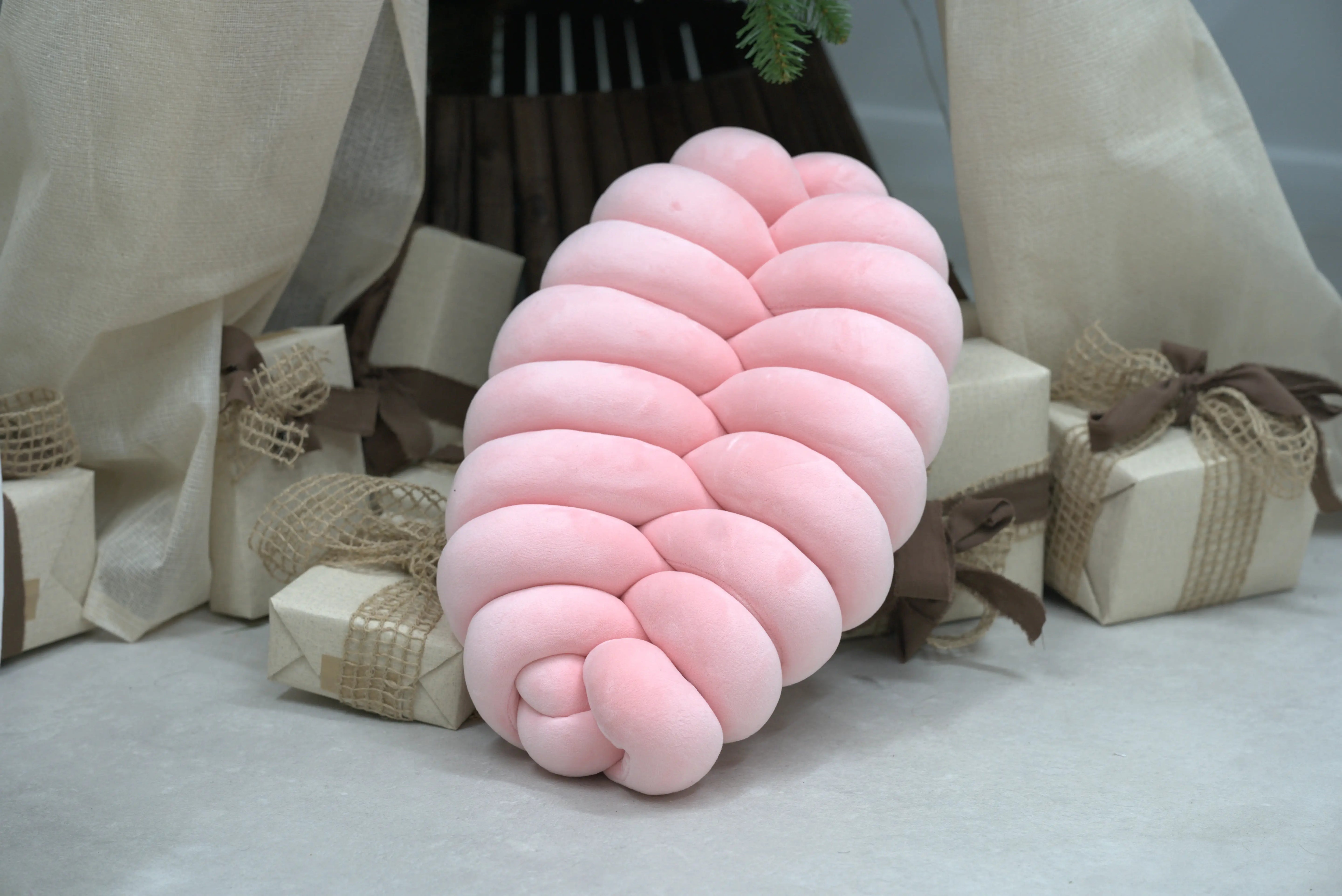 Knotte Woven Plush Knotted Caterpillar Cushion