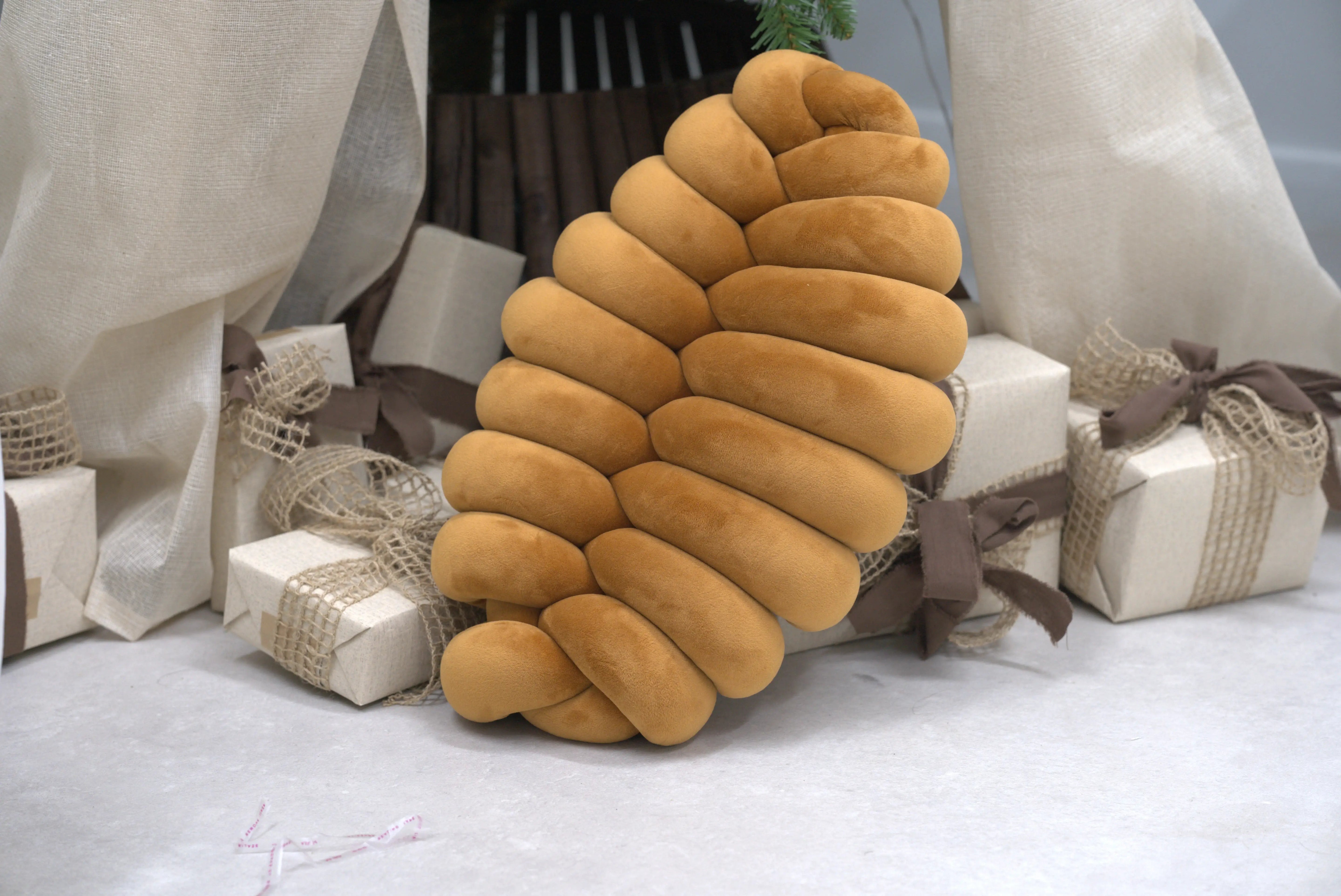 Knotte Woven Plush Knotted Caterpillar Cushion