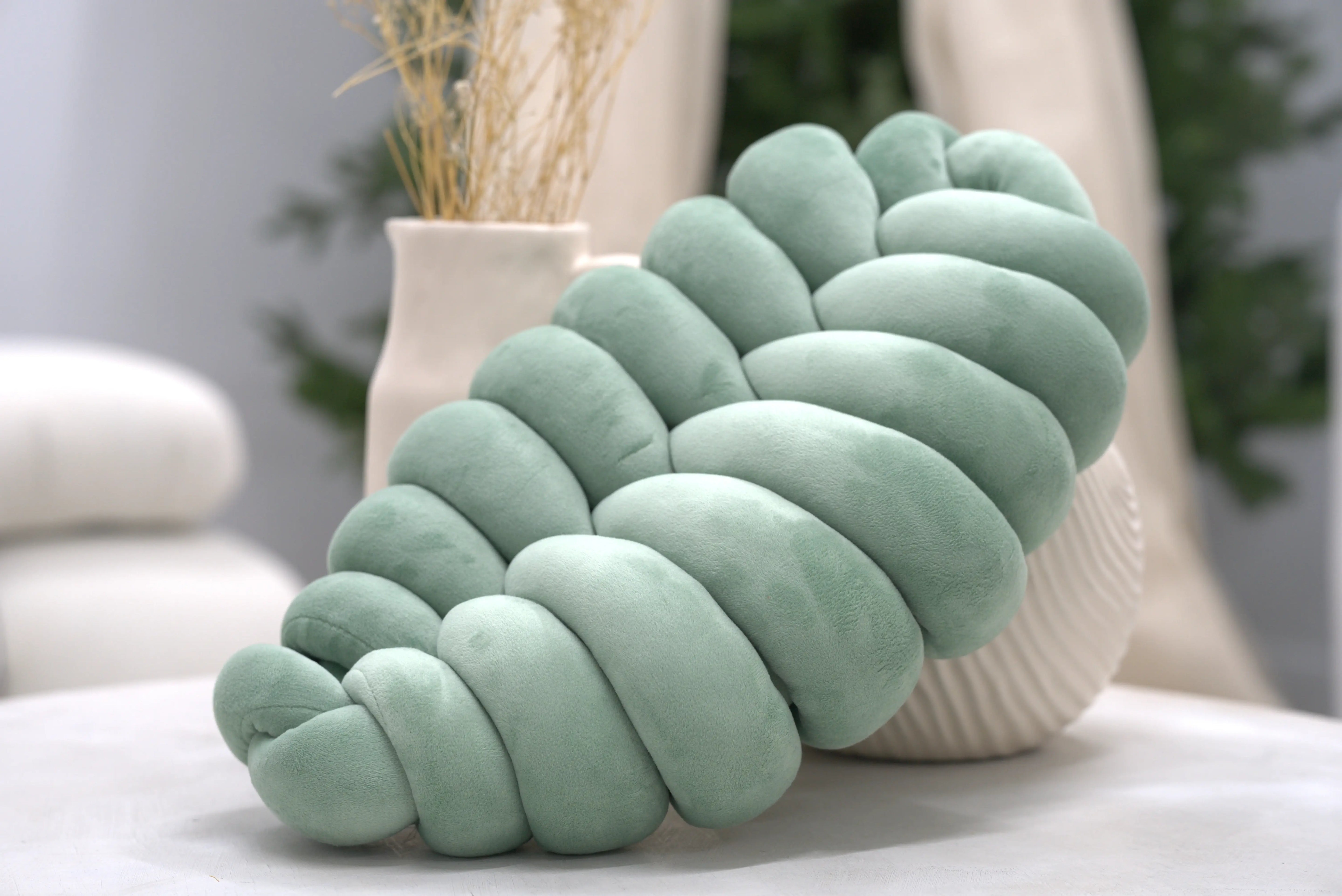 Knotte Woven Plush Knotted Caterpillar Cushion